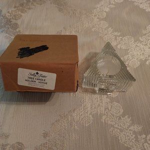 Vintage Sally Foster Glass Christmas Tree Shaped Votive Candle Holder